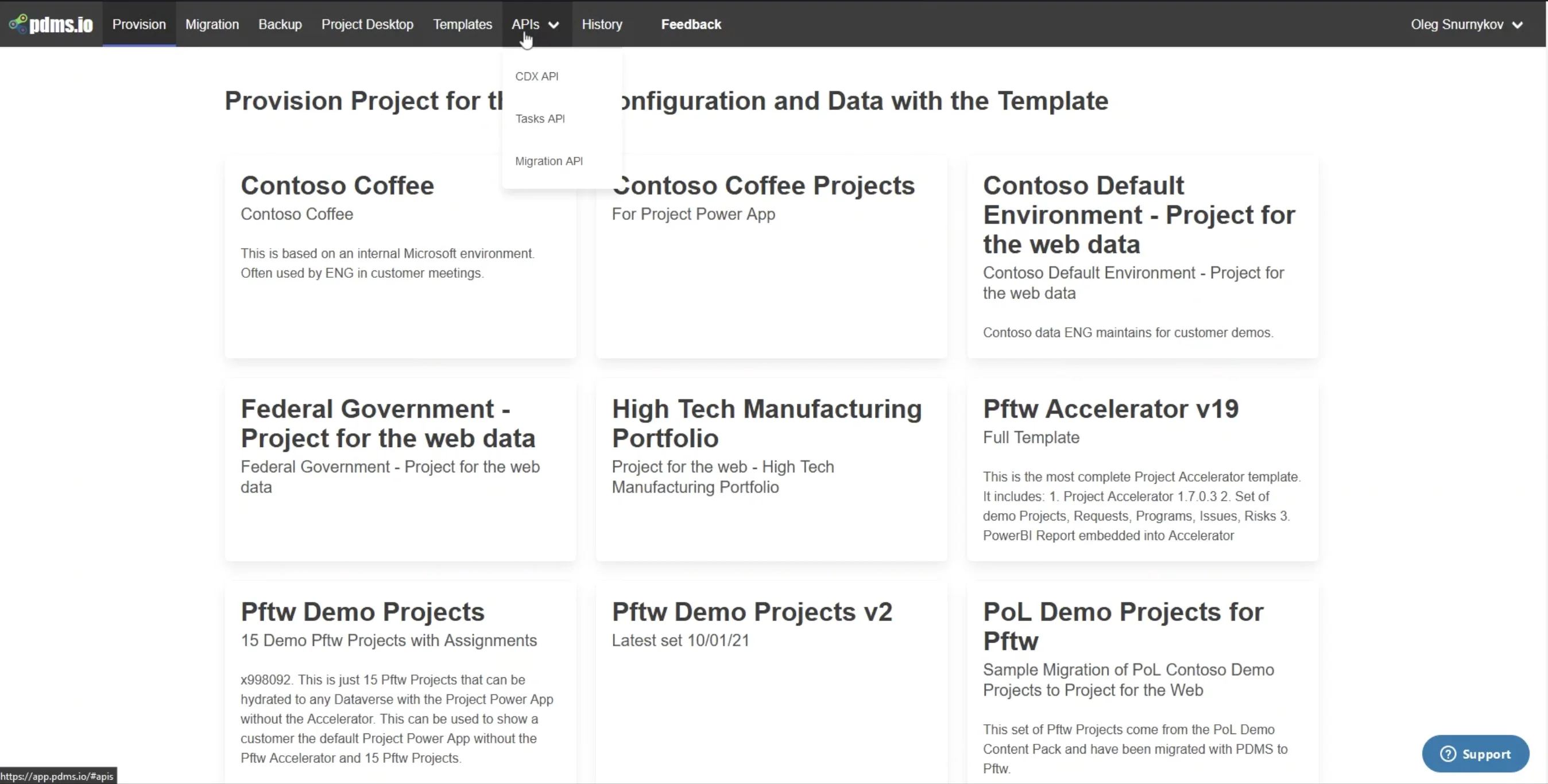 Project Accelerator template gallery