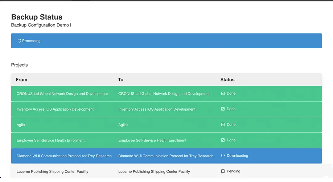 Creating Project for the web backup