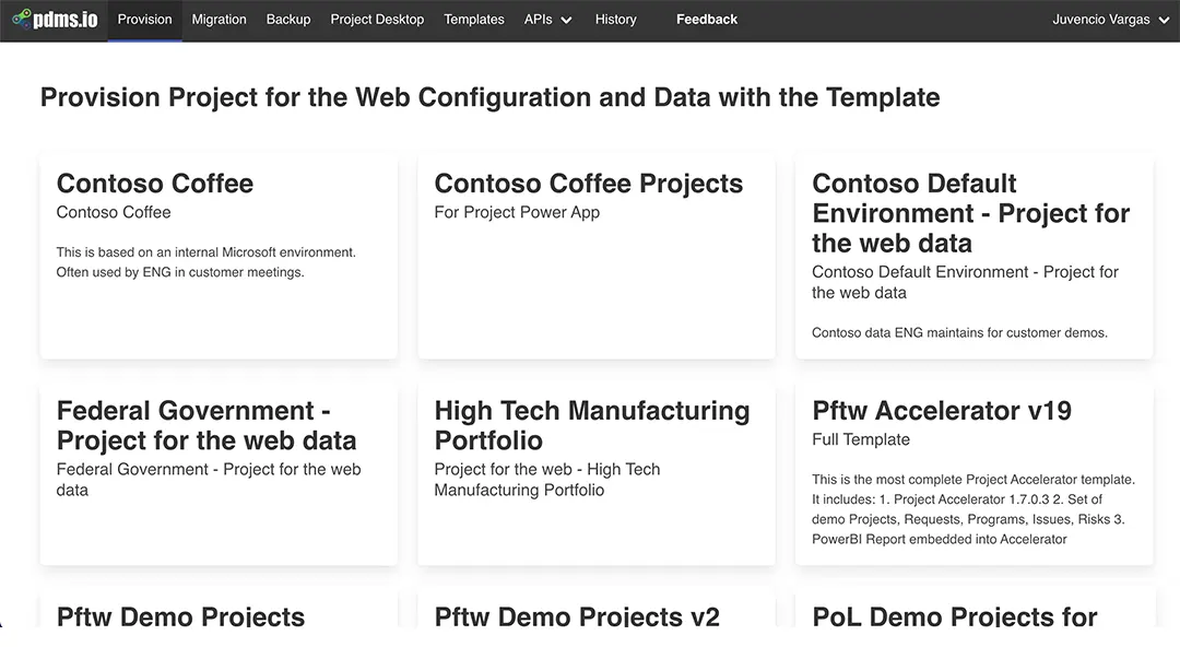 Project Accelerator template gallery